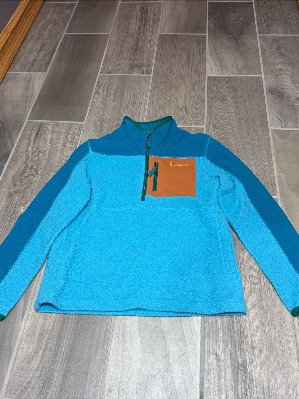 Cotopaxi Youth Blue and Orange Half-Zip Fleece Pullover